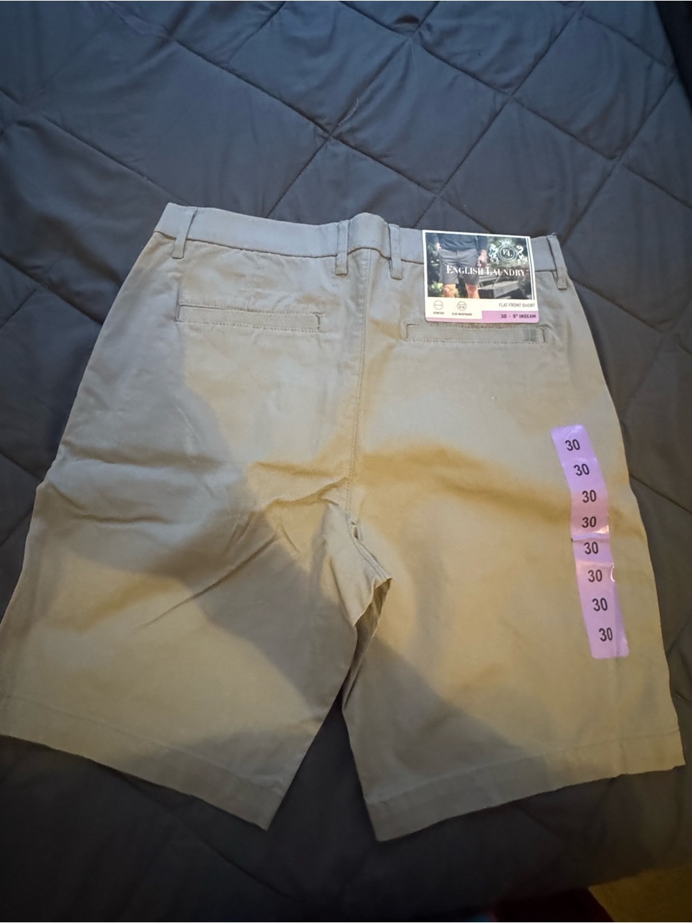 English Laundry Men's Flat Front Khaki Shorts - Light Khaki